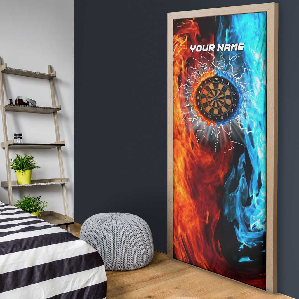 Custom Thunder Lightning Darts Door Cover Dartboard Water Fire - Wonder Print Shop