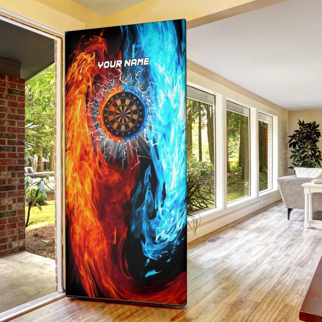 Custom Thunder Lightning Darts Door Cover Dartboard Water Fire - Wonder Print Shop