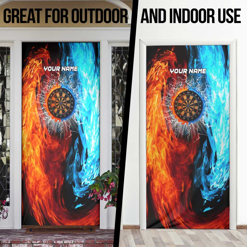 Custom Thunder Lightning Darts Door Cover Dartboard Water Fire - Wonder Print Shop