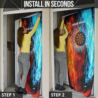 Custom Thunder Lightning Darts Door Cover Dartboard Water Fire - Wonder Print Shop