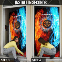 Custom Thunder Lightning Darts Door Cover Dartboard Water Fire - Wonder Print Shop