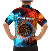 Custom Thunder Lightning Darts Family Matching Mermaid Dress and Hawaiian Shirt Dartboard Water Fire - Wonder Print Shop