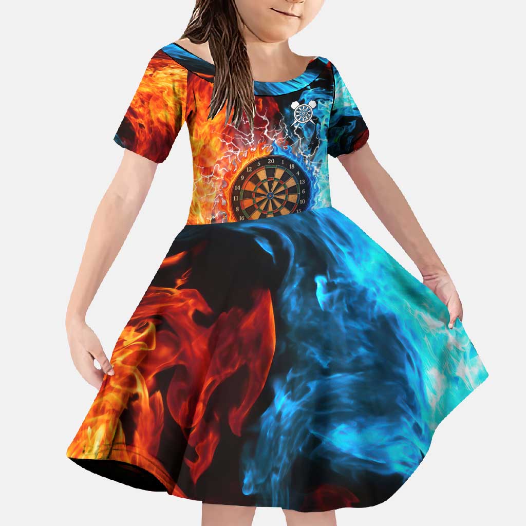 Custom Thunder Lightning Darts Family Matching Mermaid Dress and Hawaiian Shirt Dartboard Water Fire - Wonder Print Shop