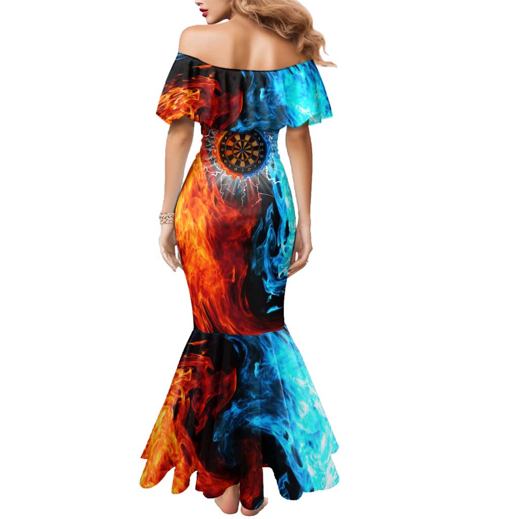 Custom Thunder Lightning Darts Family Matching Mermaid Dress and Hawaiian Shirt Dartboard Water Fire - Wonder Print Shop