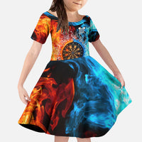 Custom Thunder Lightning Darts Family Matching Off The Shoulder Long Sleeve Dress and Hawaiian Shirt Dartboard Water Fire - Wonder Print Shop