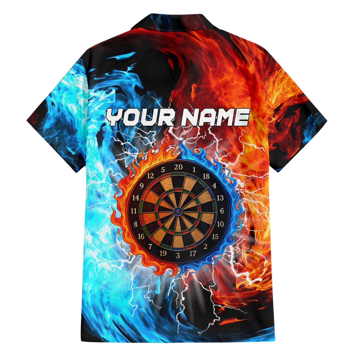 Custom Thunder Lightning Darts Family Matching Off The Shoulder Long Sleeve Dress and Hawaiian Shirt Dartboard Water Fire - Wonder Print Shop