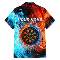 Custom Thunder Lightning Darts Family Matching Off The Shoulder Long Sleeve Dress and Hawaiian Shirt Dartboard Water Fire - Wonder Print Shop