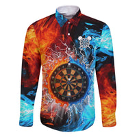 Custom Thunder Lightning Darts Family Matching Off The Shoulder Long Sleeve Dress and Hawaiian Shirt Dartboard Water Fire - Wonder Print Shop