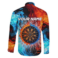 Custom Thunder Lightning Darts Family Matching Off The Shoulder Long Sleeve Dress and Hawaiian Shirt Dartboard Water Fire - Wonder Print Shop