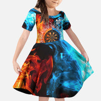 Custom Thunder Lightning Darts Family Matching Off Shoulder Maxi Dress and Hawaiian Shirt Dartboard Water Fire - Wonder Print Shop