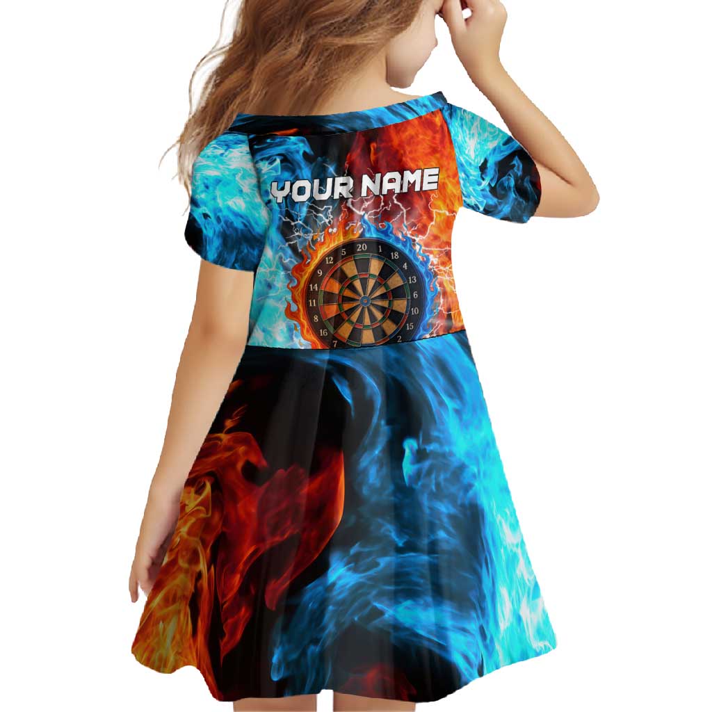 Custom Thunder Lightning Darts Family Matching Off Shoulder Maxi Dress and Hawaiian Shirt Dartboard Water Fire - Wonder Print Shop