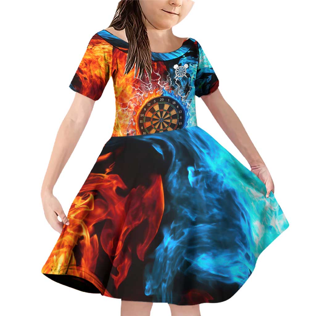 Custom Thunder Lightning Darts Family Matching Off Shoulder Short Dress and Hawaiian Shirt Dartboard Water Fire - Wonder Print Shop