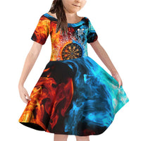 Custom Thunder Lightning Darts Family Matching Off Shoulder Short Dress and Hawaiian Shirt Dartboard Water Fire - Wonder Print Shop