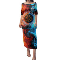 Custom Thunder Lightning Darts Family Matching Puletasi and Hawaiian Shirt Dartboard Water Fire - Wonder Print Shop