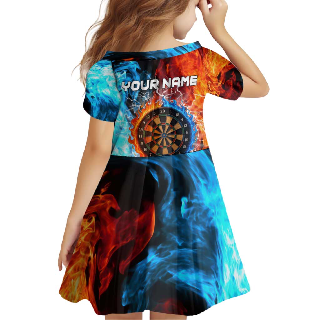 Custom Thunder Lightning Darts Family Matching Short Sleeve Bodycon Dress and Hawaiian Shirt Dartboard Water Fire - Wonder Print Shop
