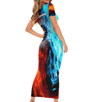 Custom Thunder Lightning Darts Family Matching Short Sleeve Bodycon Dress and Hawaiian Shirt Dartboard Water Fire - Wonder Print Shop