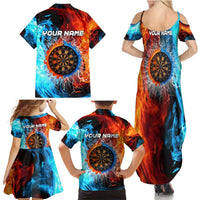 Custom Thunder Lightning Darts Family Matching Summer Maxi Dress and Hawaiian Shirt Dartboard Water Fire - Wonder Print Shop