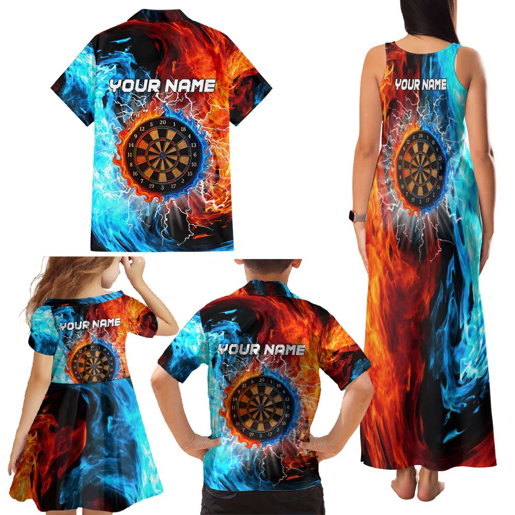 Custom Thunder Lightning Darts Family Matching Tank Maxi Dress and Hawaiian Shirt Dartboard Water Fire - Wonder Print Shop