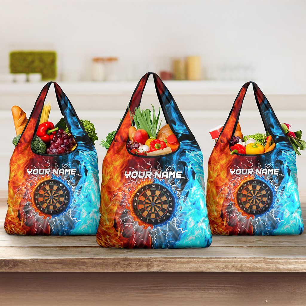 Custom Thunder Lightning Darts Grocery Bag Dartboard Water Fire - Wonder Print Shop