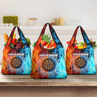 Custom Thunder Lightning Darts Grocery Bag Dartboard Water Fire - Wonder Print Shop