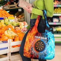 Custom Thunder Lightning Darts Grocery Bag Dartboard Water Fire - Wonder Print Shop