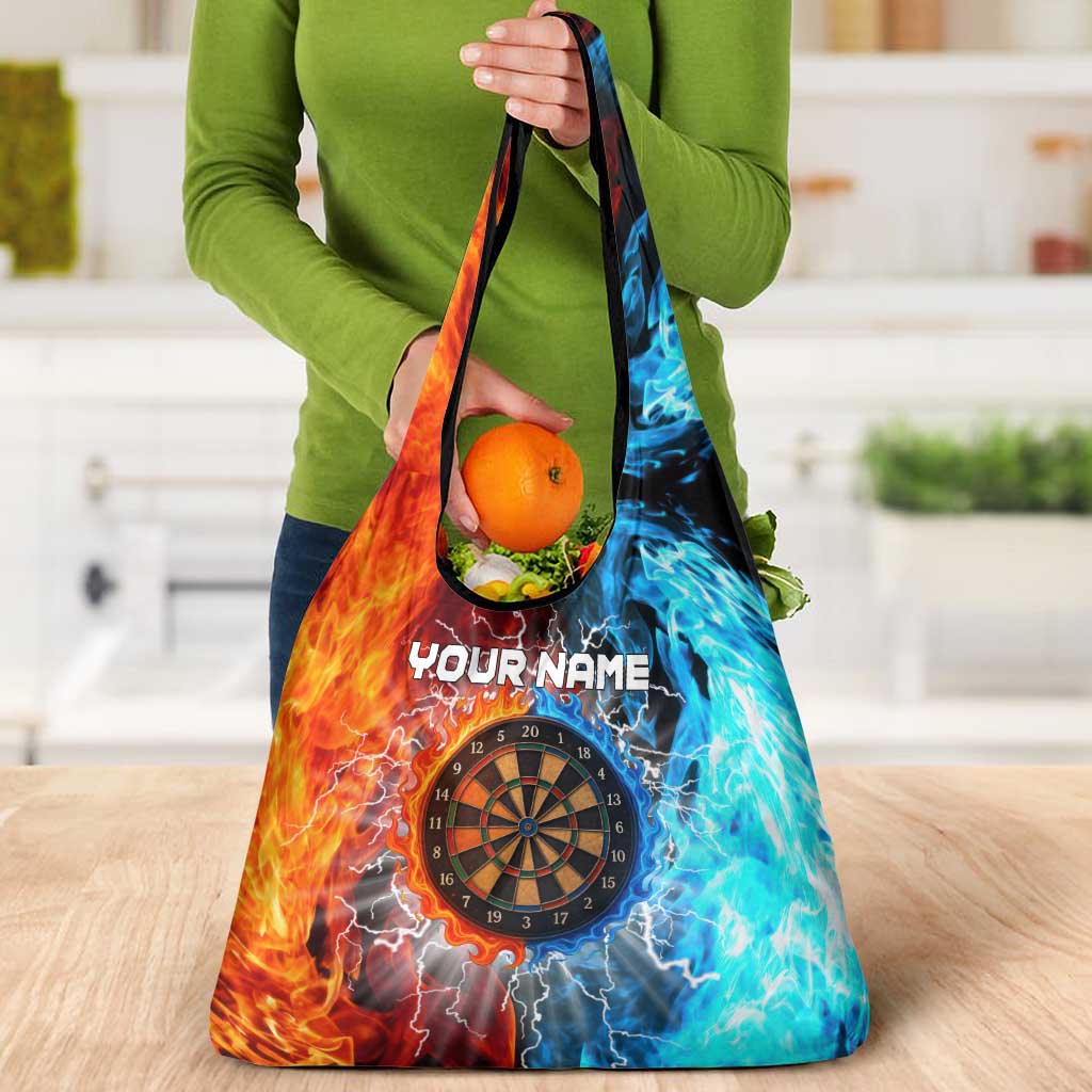 Custom Thunder Lightning Darts Grocery Bag Dartboard Water Fire - Wonder Print Shop