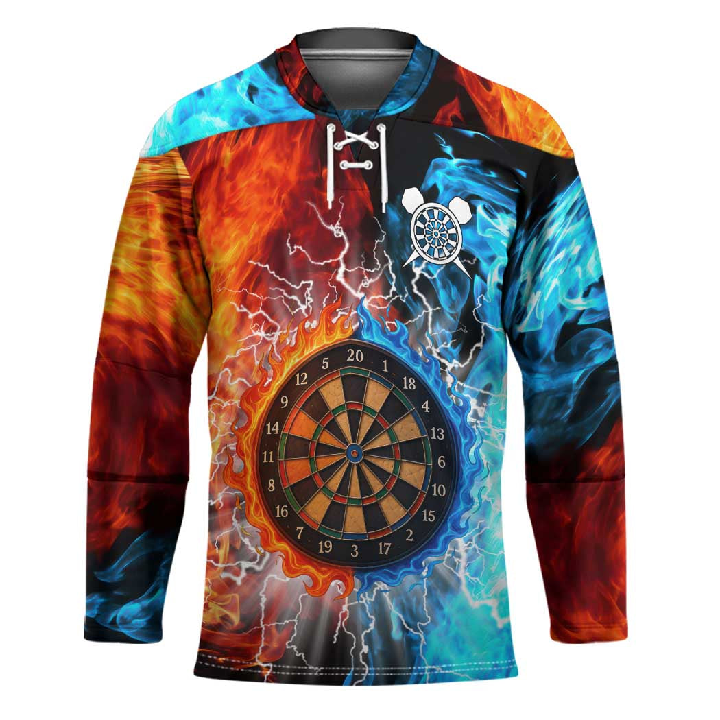 Custom Thunder Lightning Darts Hockey Jersey Dartboard Water Fire - Wonder Print Shop