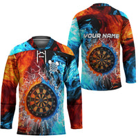Custom Thunder Lightning Darts Hockey Jersey Dartboard Water Fire - Wonder Print Shop