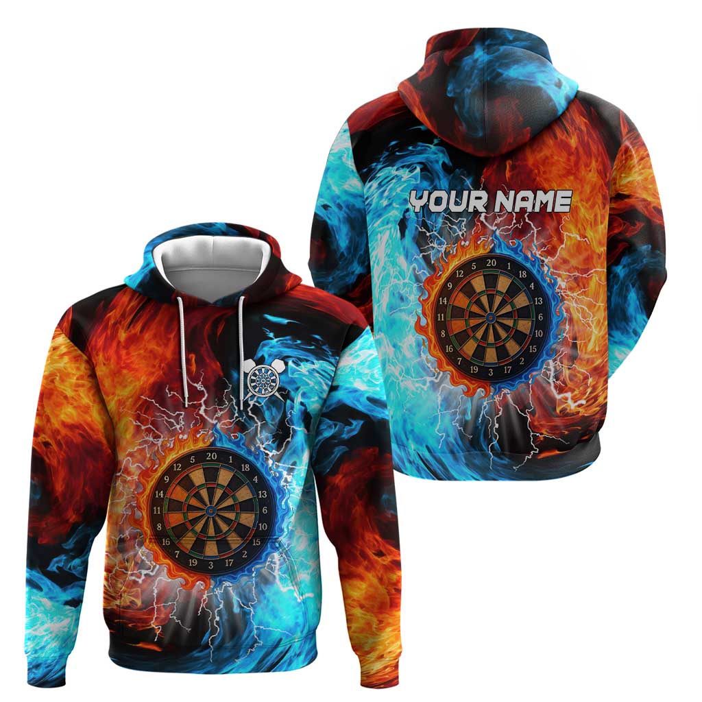 Custom Thunder Lightning Darts Hoodie Dartboard Water Fire - Wonder Print Shop