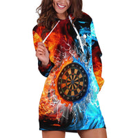 Custom Thunder Lightning Darts Hoodie Dress Dartboard Water Fire - Wonder Print Shop