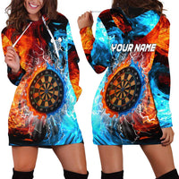 Custom Thunder Lightning Darts Hoodie Dress Dartboard Water Fire - Wonder Print Shop