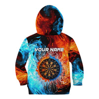 Custom Thunder Lightning Darts Kid Hoodie Dartboard Water Fire - Wonder Print Shop