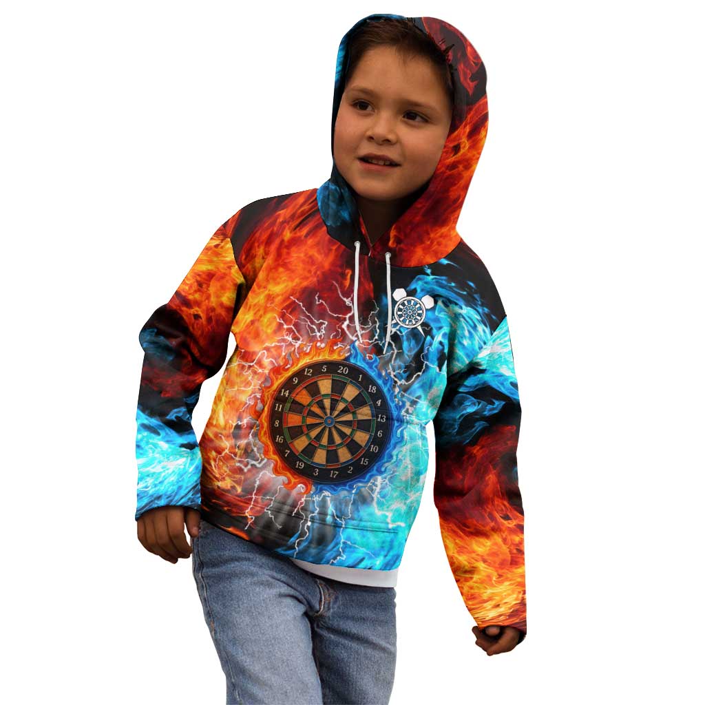 Custom Thunder Lightning Darts Kid Hoodie Dartboard Water Fire - Wonder Print Shop
