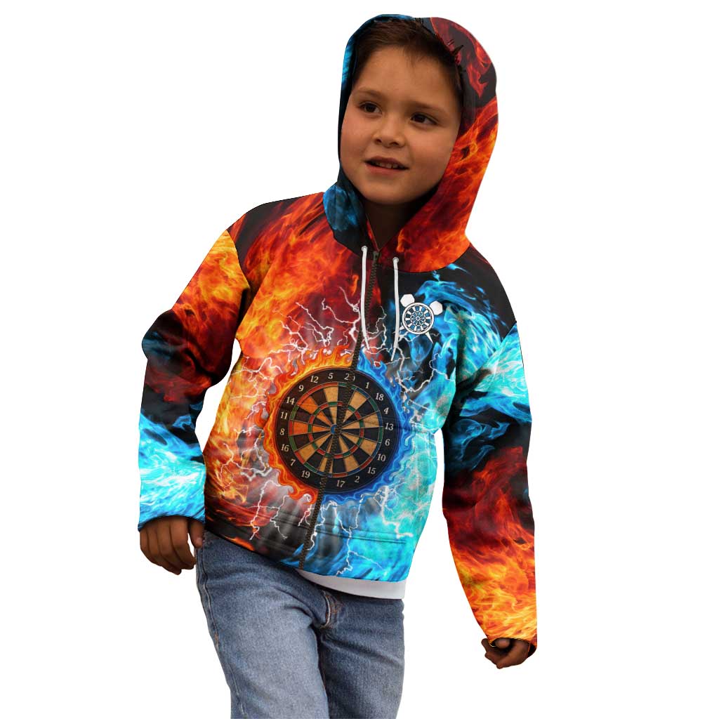Custom Thunder Lightning Darts Kid Hoodie Dartboard Water Fire - Wonder Print Shop
