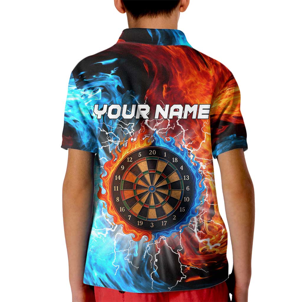 Custom Thunder Lightning Darts Kid Polo Shirt Dartboard Water Fire - Wonder Print Shop