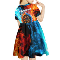 Custom Thunder Lightning Darts Kid Short Sleeve Dress Dartboard Water Fire - Wonder Print Shop