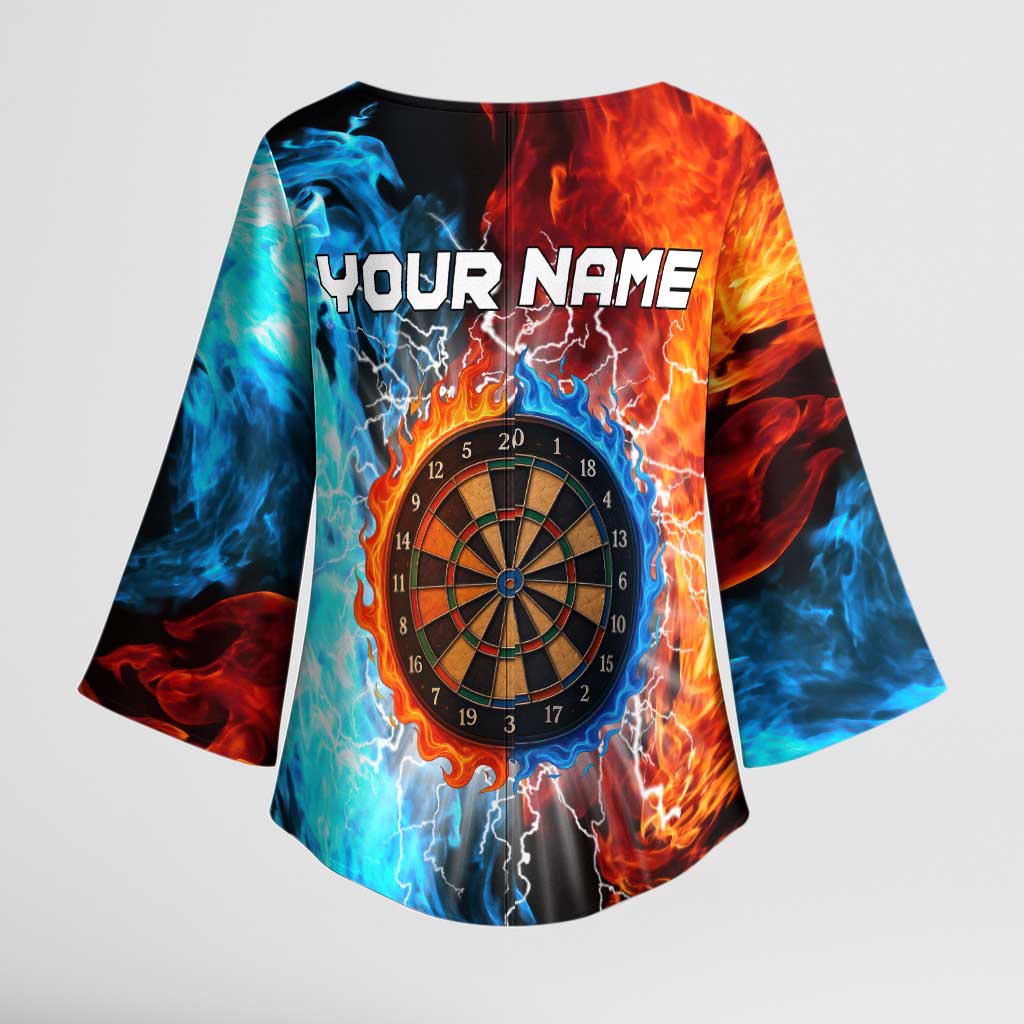 Custom Thunder Lightning Darts Kimono Sleeve Blouse Dartboard Water Fire - Wonder Print Shop