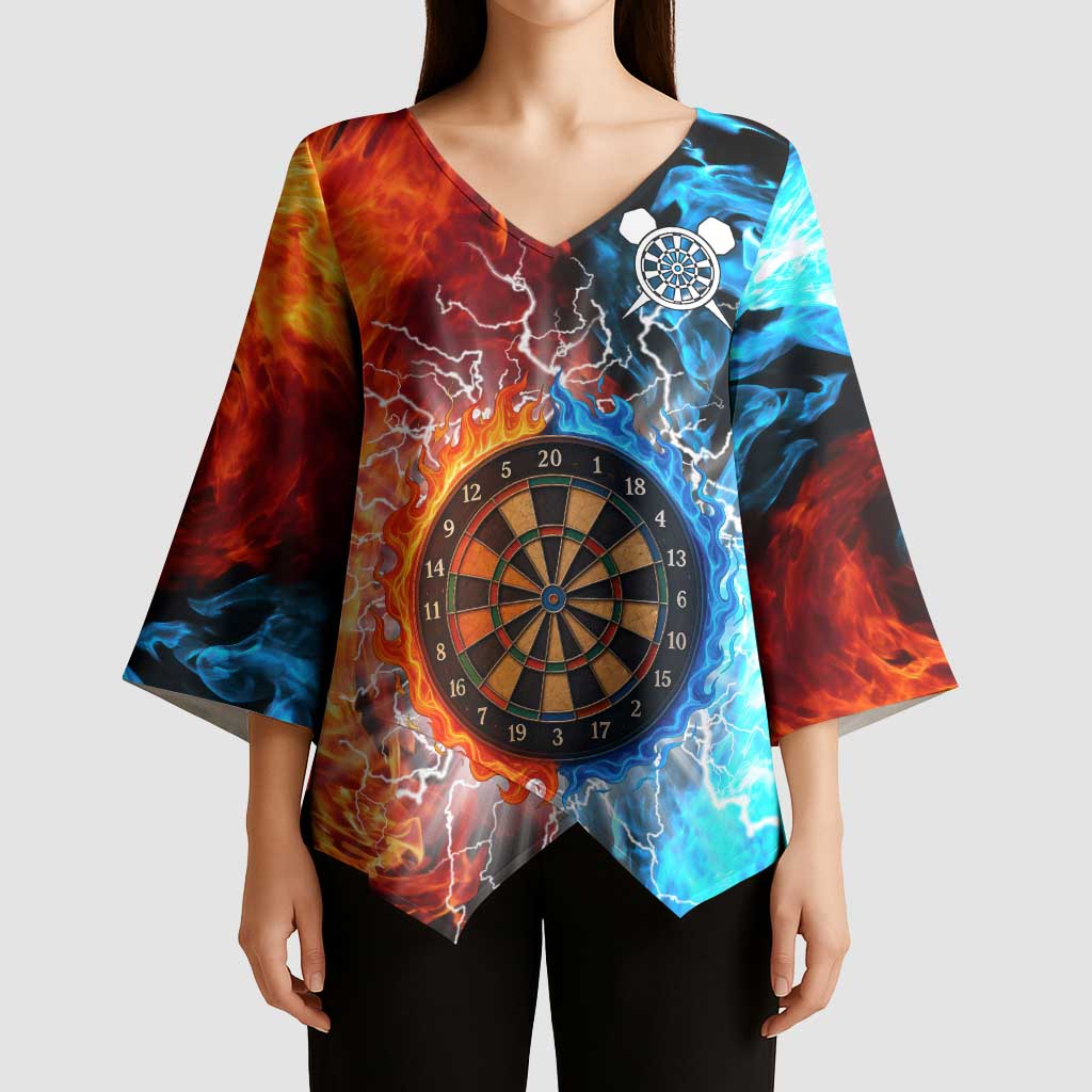 Custom Thunder Lightning Darts Kimono Sleeve Blouse Dartboard Water Fire - Wonder Print Shop