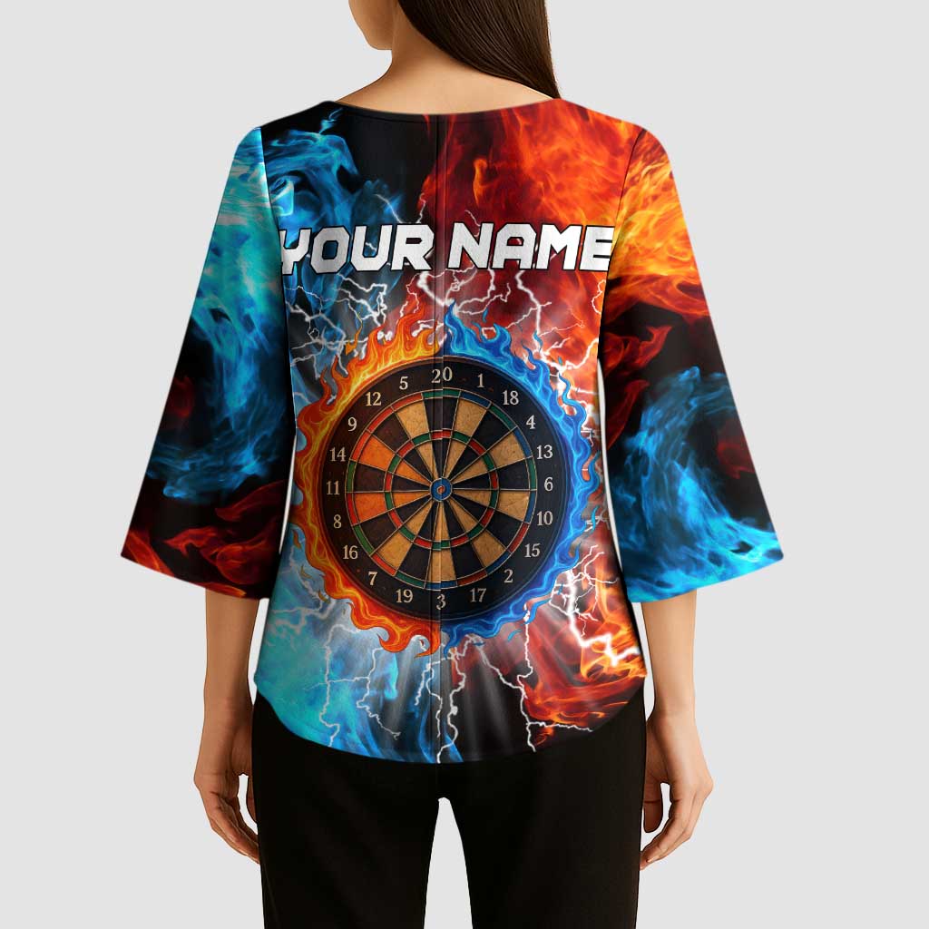 Custom Thunder Lightning Darts Kimono Sleeve Blouse Dartboard Water Fire - Wonder Print Shop