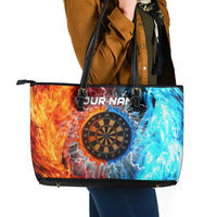 Custom Thunder Lightning Darts Leather Tote Bag Dartboard Water Fire - Wonder Print Shop