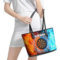 Custom Thunder Lightning Darts Leather Tote Bag Dartboard Water Fire - Wonder Print Shop