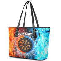 Custom Thunder Lightning Darts Leather Tote Bag Dartboard Water Fire - Wonder Print Shop