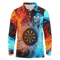 Custom Thunder Lightning Darts Long Sleeve Polo Shirt Dartboard Water Fire - Wonder Print Shop