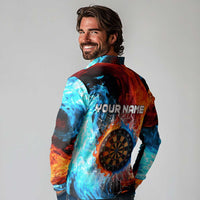 Custom Thunder Lightning Darts Long Sleeve Polo Shirt Dartboard Water Fire - Wonder Print Shop