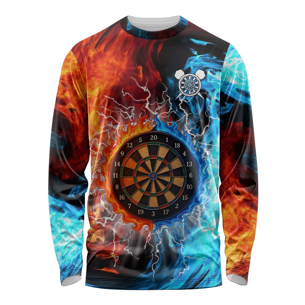 Custom Thunder Lightning Darts Long Sleeve Shirt Dartboard Water Fire - Wonder Print Shop