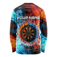 Custom Thunder Lightning Darts Long Sleeve Shirt Dartboard Water Fire - Wonder Print Shop