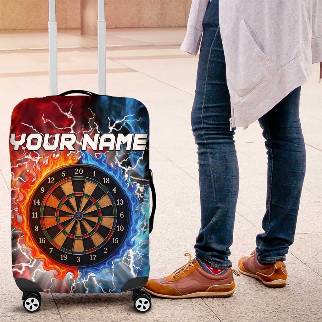 Custom Thunder Lightning Darts Luggage Cover Dartboard Water Fire - Wonder Print Shop