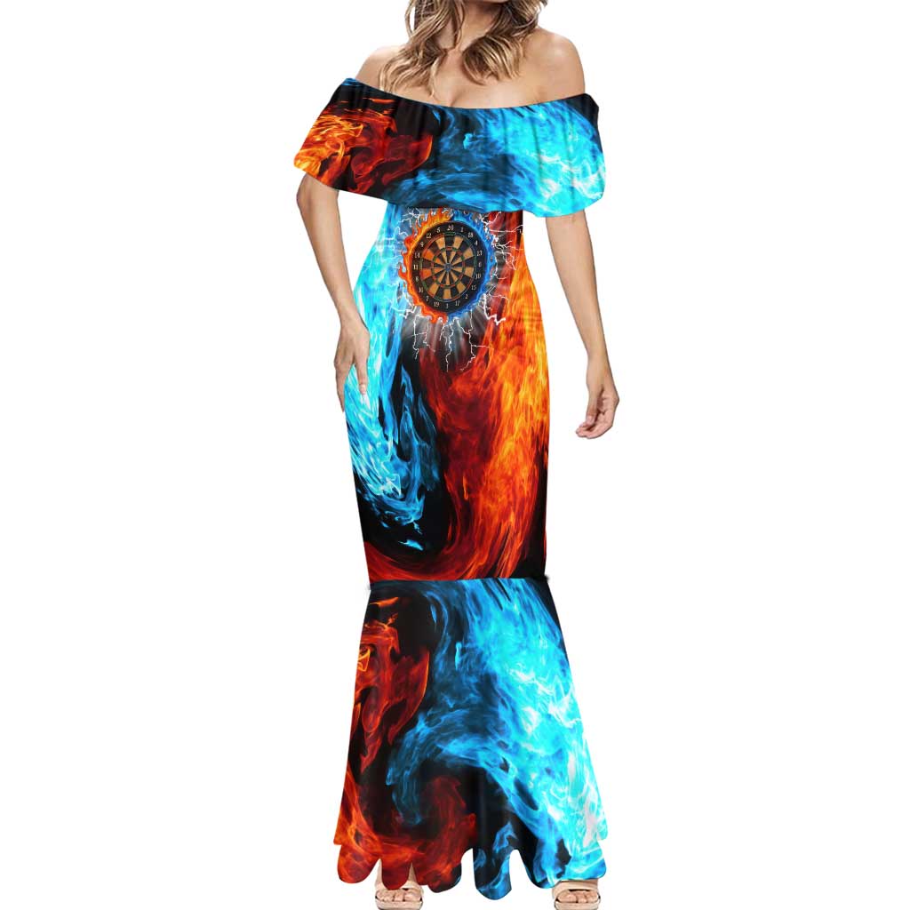 Custom Thunder Lightning Darts Mermaid Dress Dartboard Water Fire - Wonder Print Shop