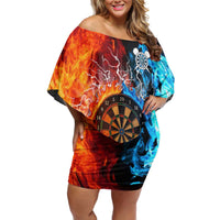 Custom Thunder Lightning Darts Off Shoulder Short Dress Dartboard Water Fire - Wonder Print Shop