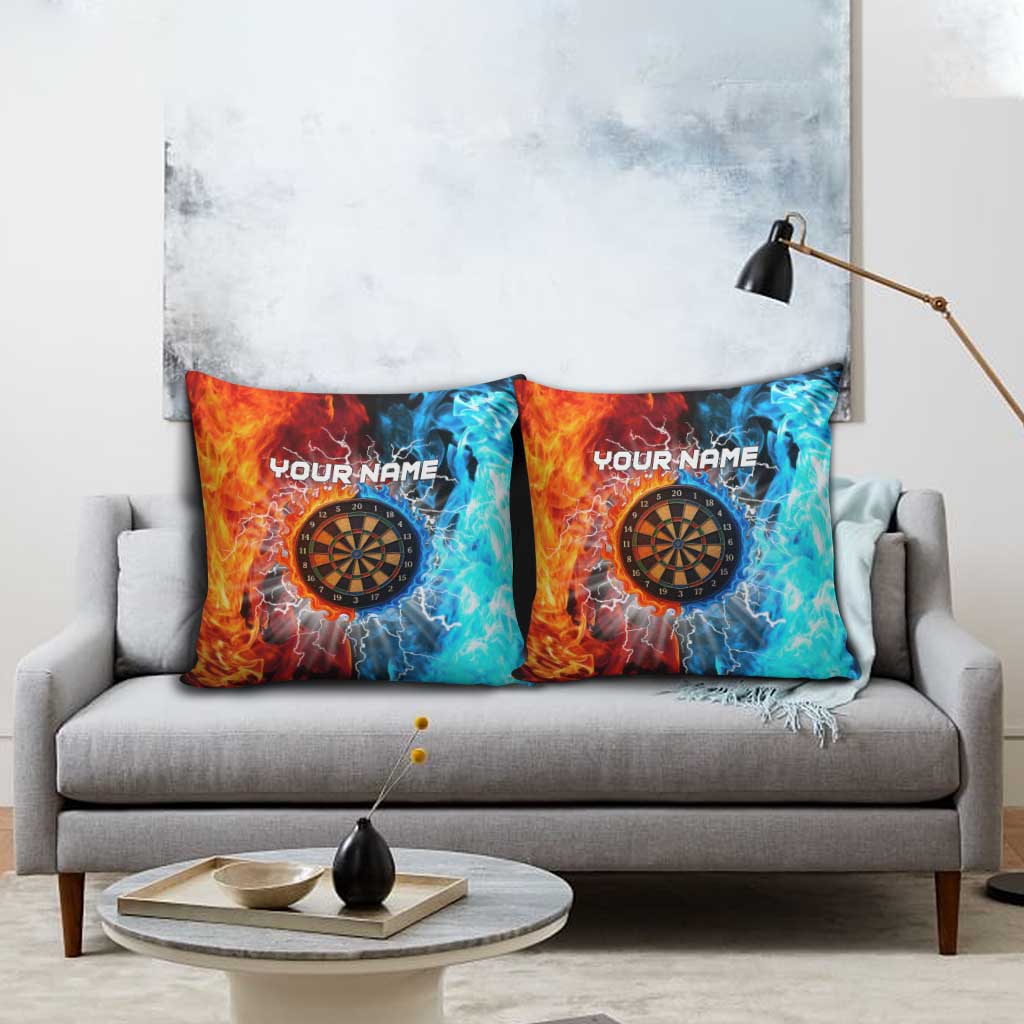 Custom Thunder Lightning Darts Pillow Cover Dartboard Water Fire - Wonder Print Shop